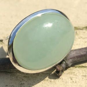 East West sterling Silver Aventurine Ring, sz 7